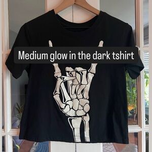 Zoe + Liv Black Glow-in-the-Dark Skeleton Tee